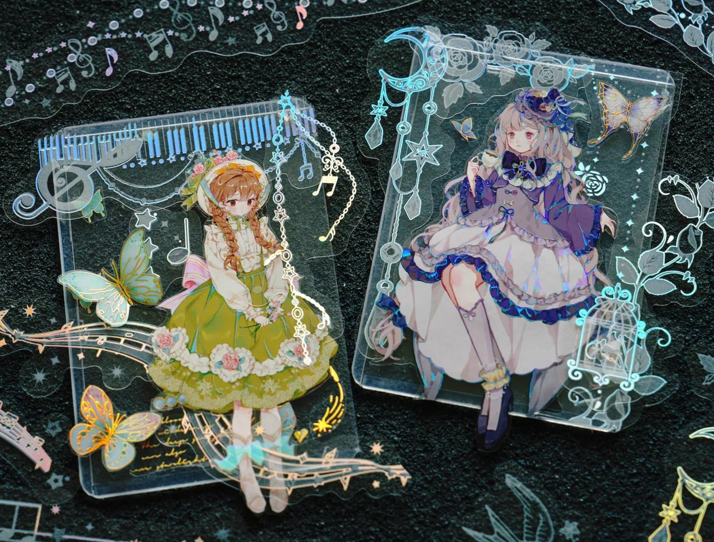 Enchanted Borders, Holographic Sticker Collection, Holograph Border Stickers, Kawaii Journal Stickers