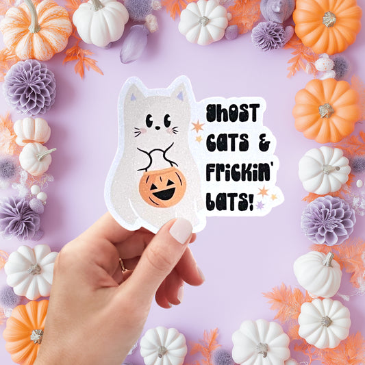 Ghost Cats and Frickin' Bats Vinyl Sticker – Weatherproof Sticker