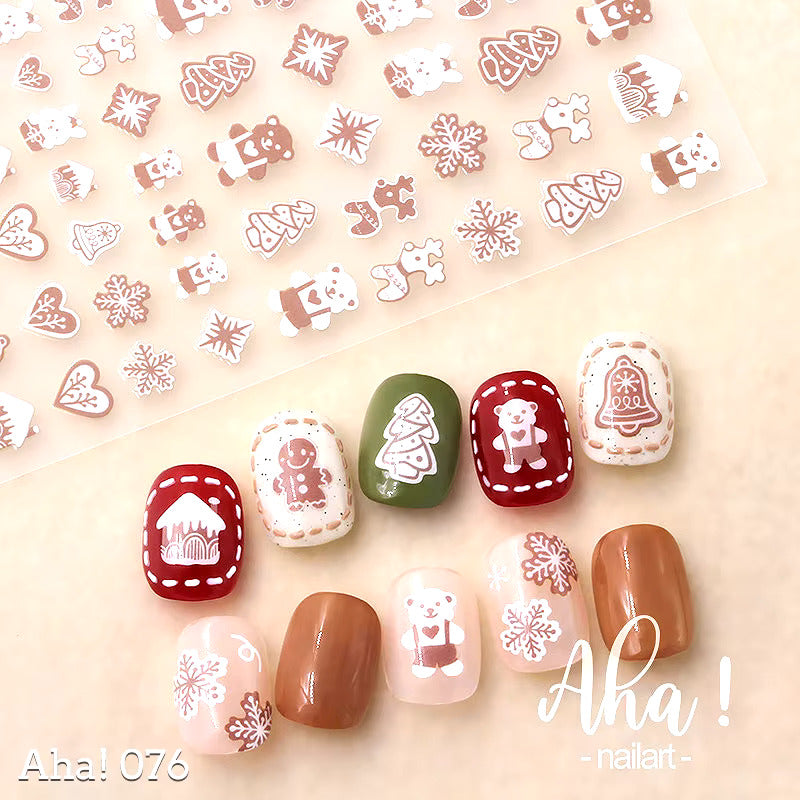 Christmas Cookie Nail Decals, Kawaii Nail Decals, Iced Cookie Nail Decals, Christmas Cookie Nail Stickers