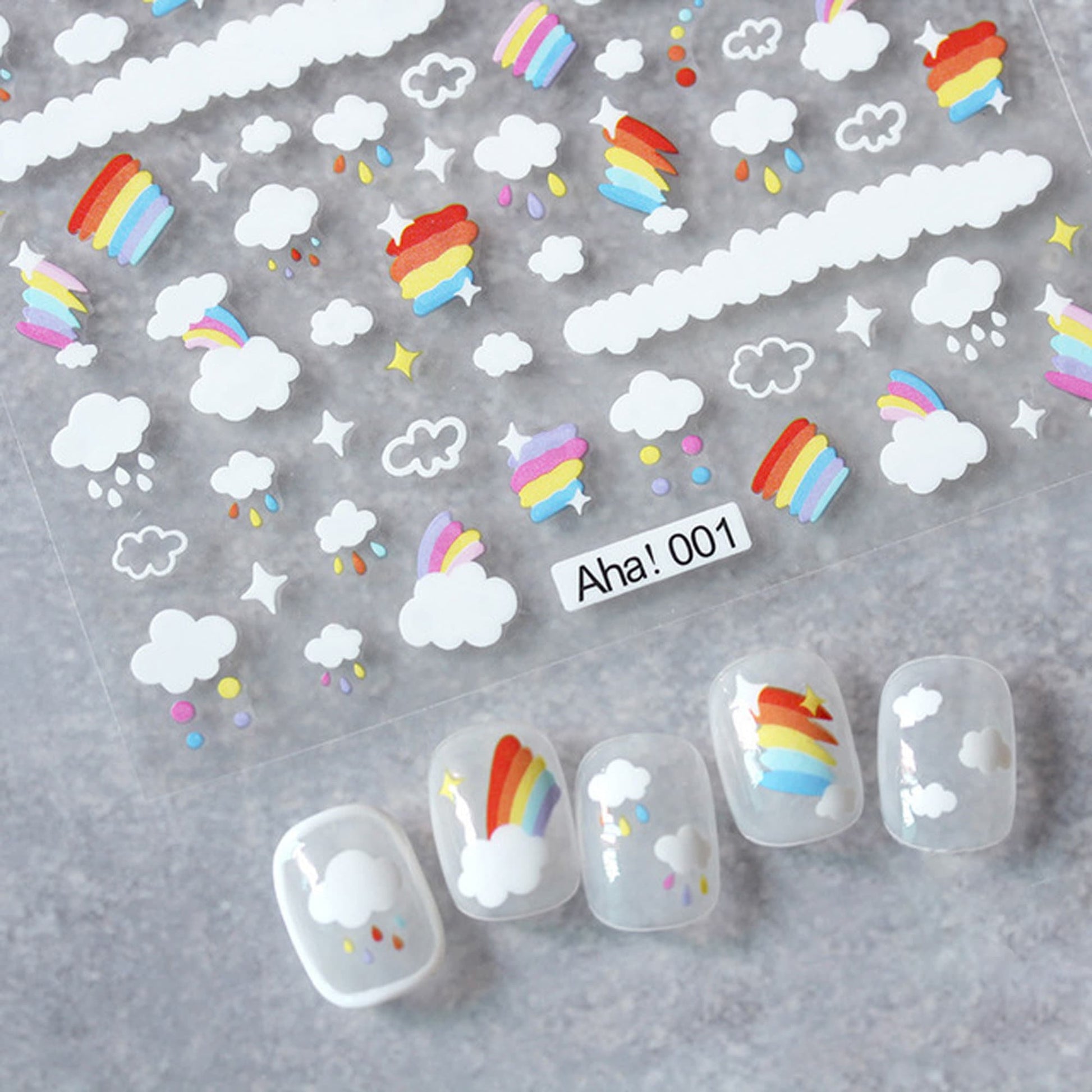 Kawaii Nail Decals, Rainbow Nail Stickers, Rainbow Nail Decal, Cute Rainbow Nail Decals, Rainbow and Clouds Nail Stickers