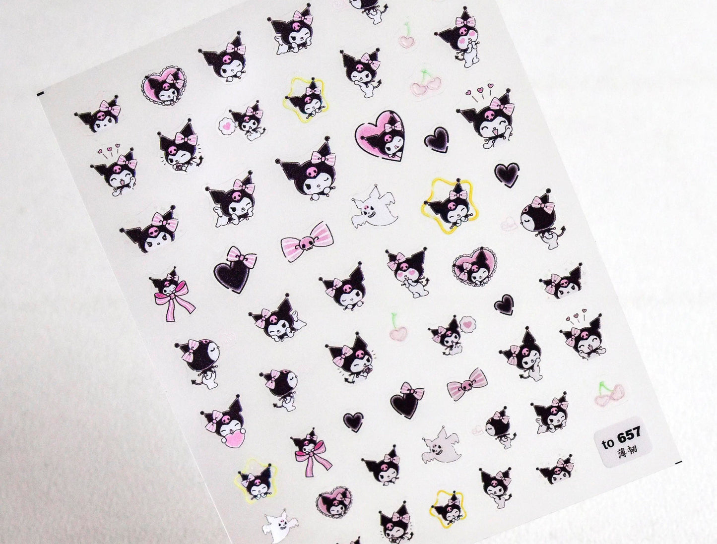 Kawaii Nail Decals, Cute Animal Nail Stickers, Kawaii Decal, Cute Pastel Nail Decals, Pink Nail Decals, Bunny Nail Sticker, Purple and Black