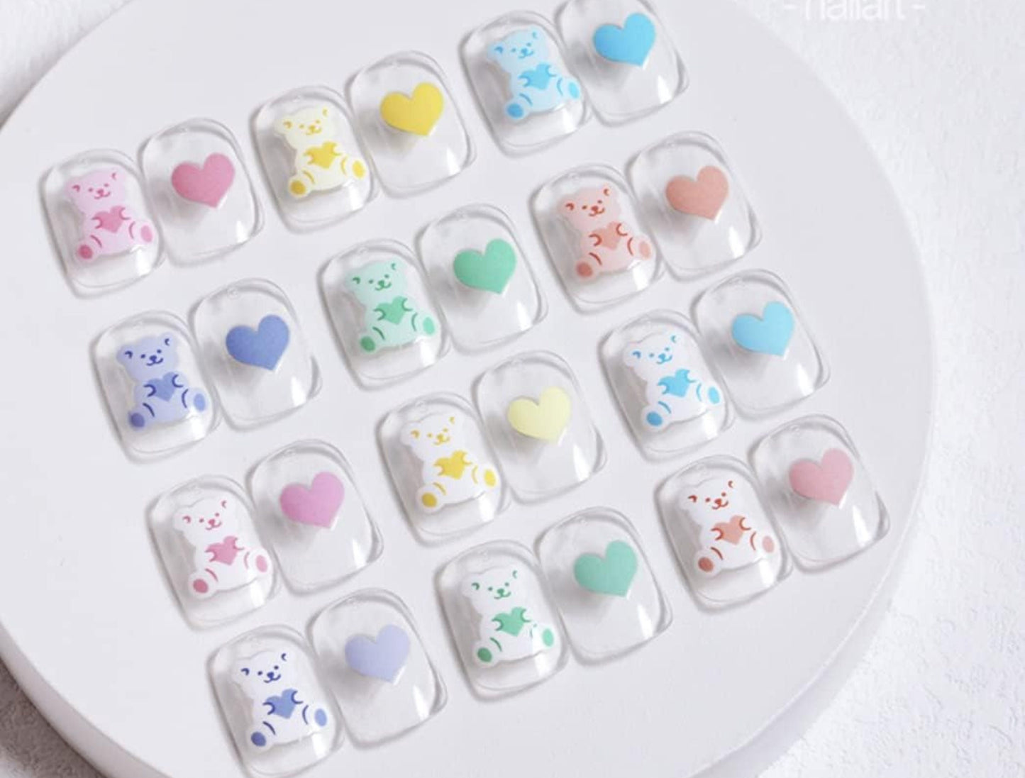 Kawaii Nail Decals, Rainbow Gummy Bear Nail Stickers, Rainbow Bear Nail Decal, Cute Rainbow Nail Decals, Rainbow and Hearts Nail Stickers