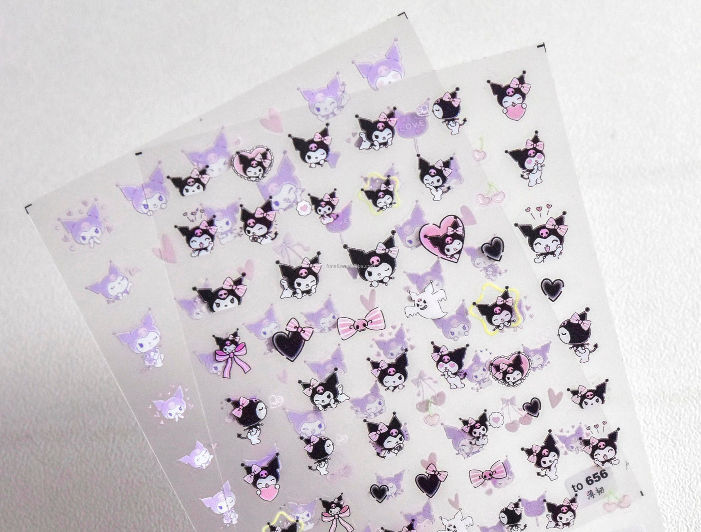 Kawaii Nail Decals, Cute Animal Nail Stickers, Kawaii Decal, Cute Pastel Nail Decals, Pink Nail Decals, Bunny Nail Sticker, Purple and Black