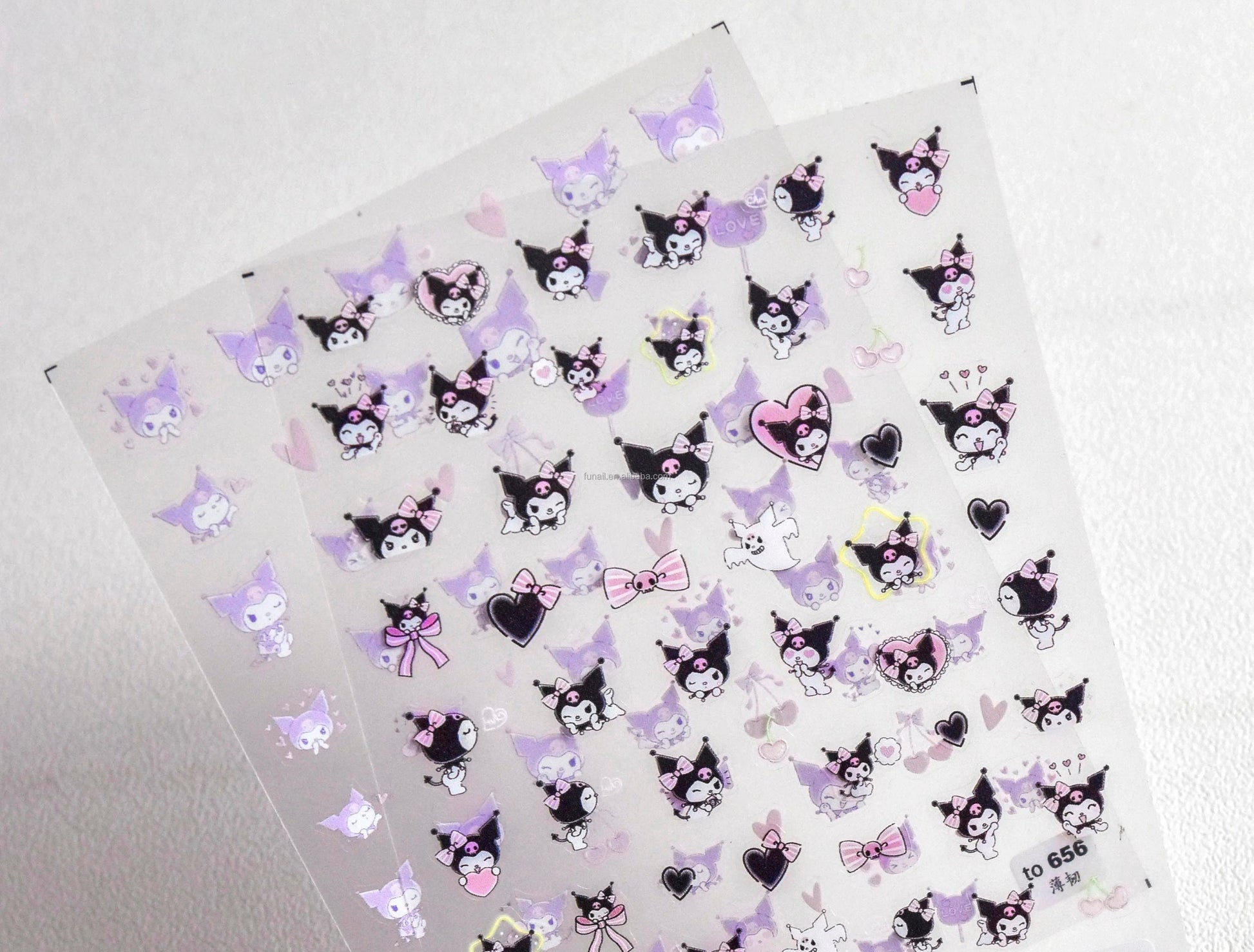 Kawaii Nail Decals, Cute Animal Nail Stickers, Kawaii Decal, Cute Pastel Nail Decals, Pink Nail Decals, Bunny Nail Sticker, Purple and Black