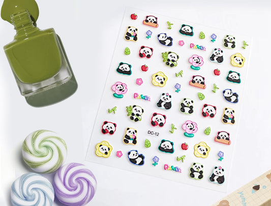 5d Kawaii Nail Decals, Cute Panda Bear Nail Decals, Bear Nail Decals, Bamboo Nail Decals, Kawaii Bears, Kawaii Nail Stickers, Nail Stickers