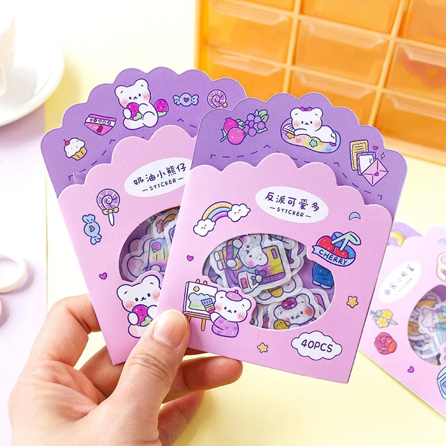 Pink and Purple Kawaii Planner Stickers - Cute Bears - Kawaii stickers, Bear Stickers, Journal Stickers, Stationary Stickers Kawaii Bears B4
