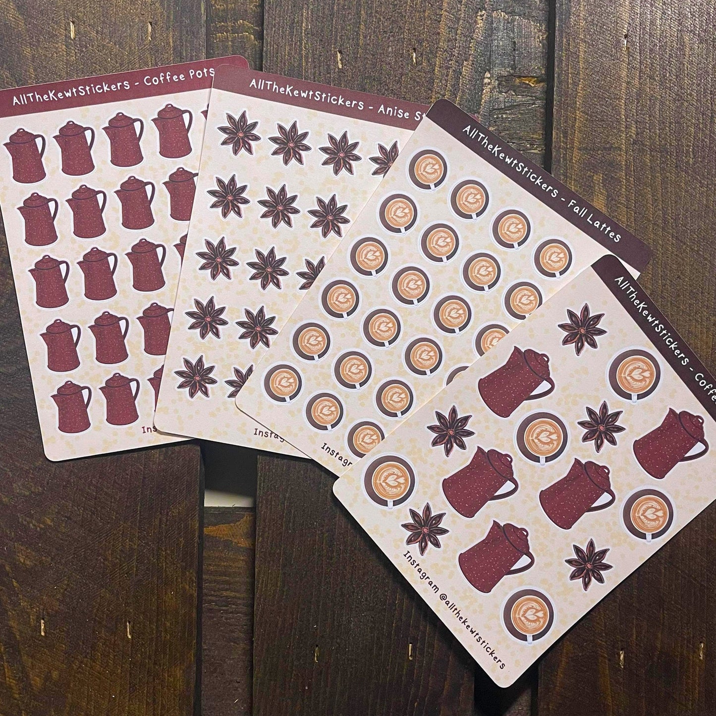 Kawaii Planner Stickers, Autumn Bullet Journal Stickers, Kawaii Sticker, Coffee and Spice Stickers, Fall Theme, Coffee Pot, Anise & Latte