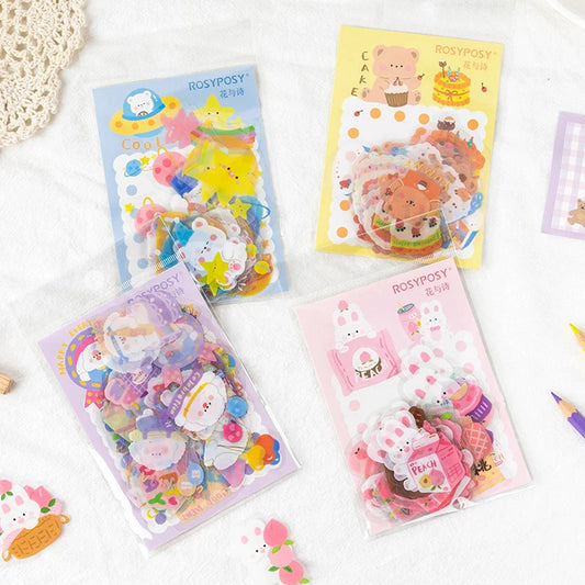 Kawaii Planner Stickers, Rosy Posy Stickers, Kawaii Stickers, Cute Animal and Bunny Stickers, Kawaii Bunnies, Birthday & Dessert B1C