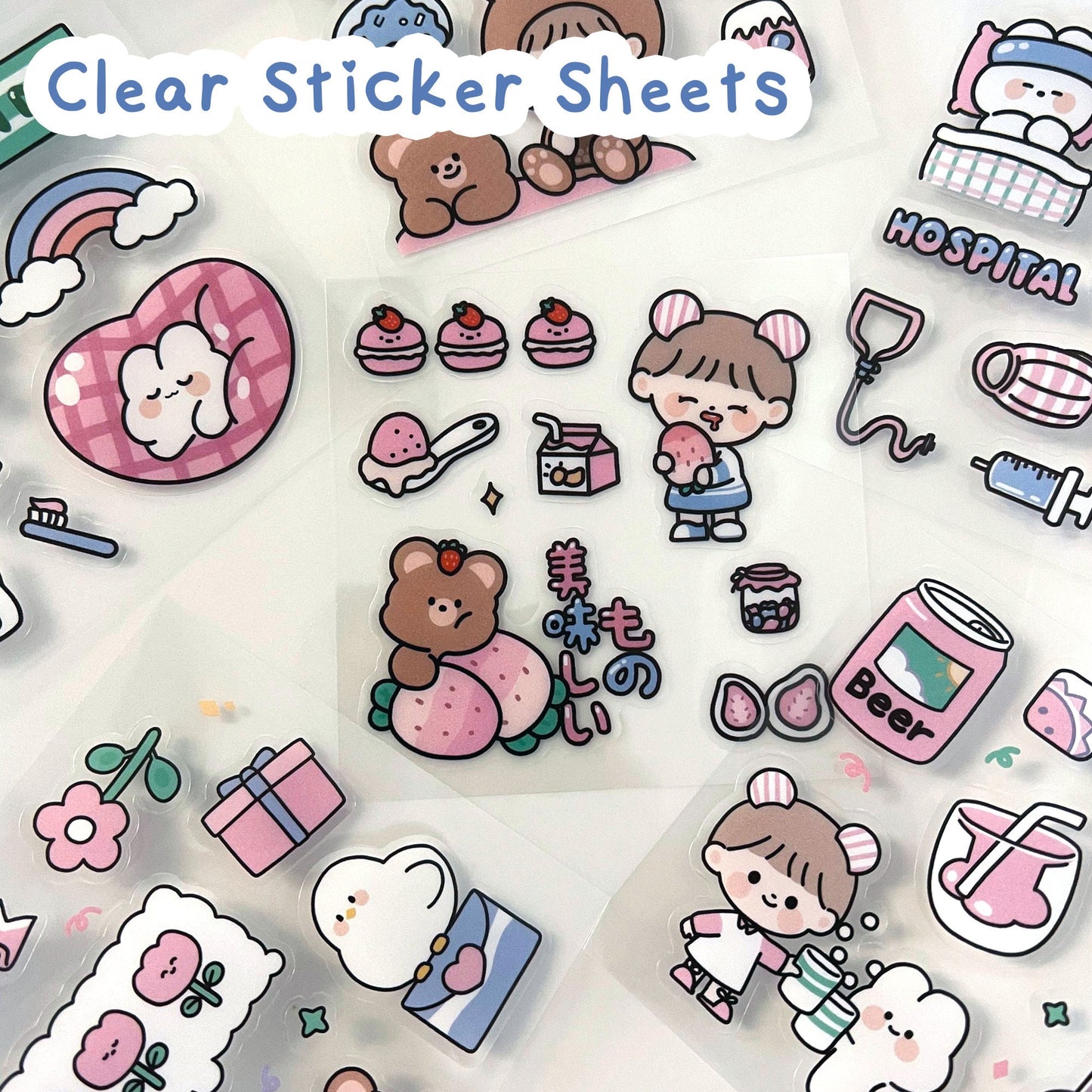 Random Kawaii Sticker Sheet Grab Bag, Mystery Sticker Sheets, Sticker Packs, Journal Stickers, Clear & Washi Stickers, Kawaii Sticker Sheets