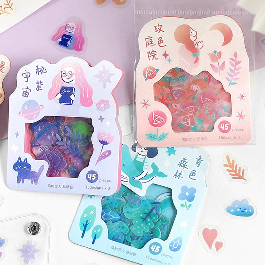 Kawaii Planner Stickers, Boho Girl Stickers, Kawaii Stickers, Cute Pink, Blue, Orange, Purple Stickers, Kawaii Girl Stickers, Boho Life b1i4