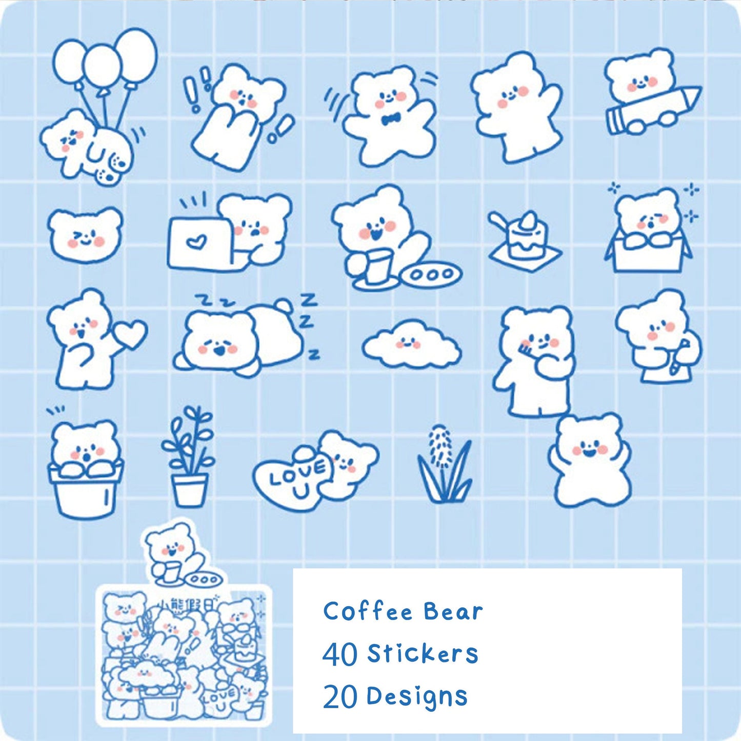 Kawaii Planner Stickers - Cute Stickers - Bunny and Bear Stickers - Kawaii stickers - Journal Flakes Stickers, Clear Stickers - b2i2