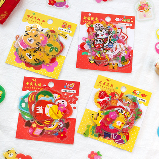 Stickers, Lunar New Year Flake Stickers, Animal Stickers, Cute Stickers, Kawaii Stickers, Daruma Stickers, Tiger Stickers, Sakura B3C