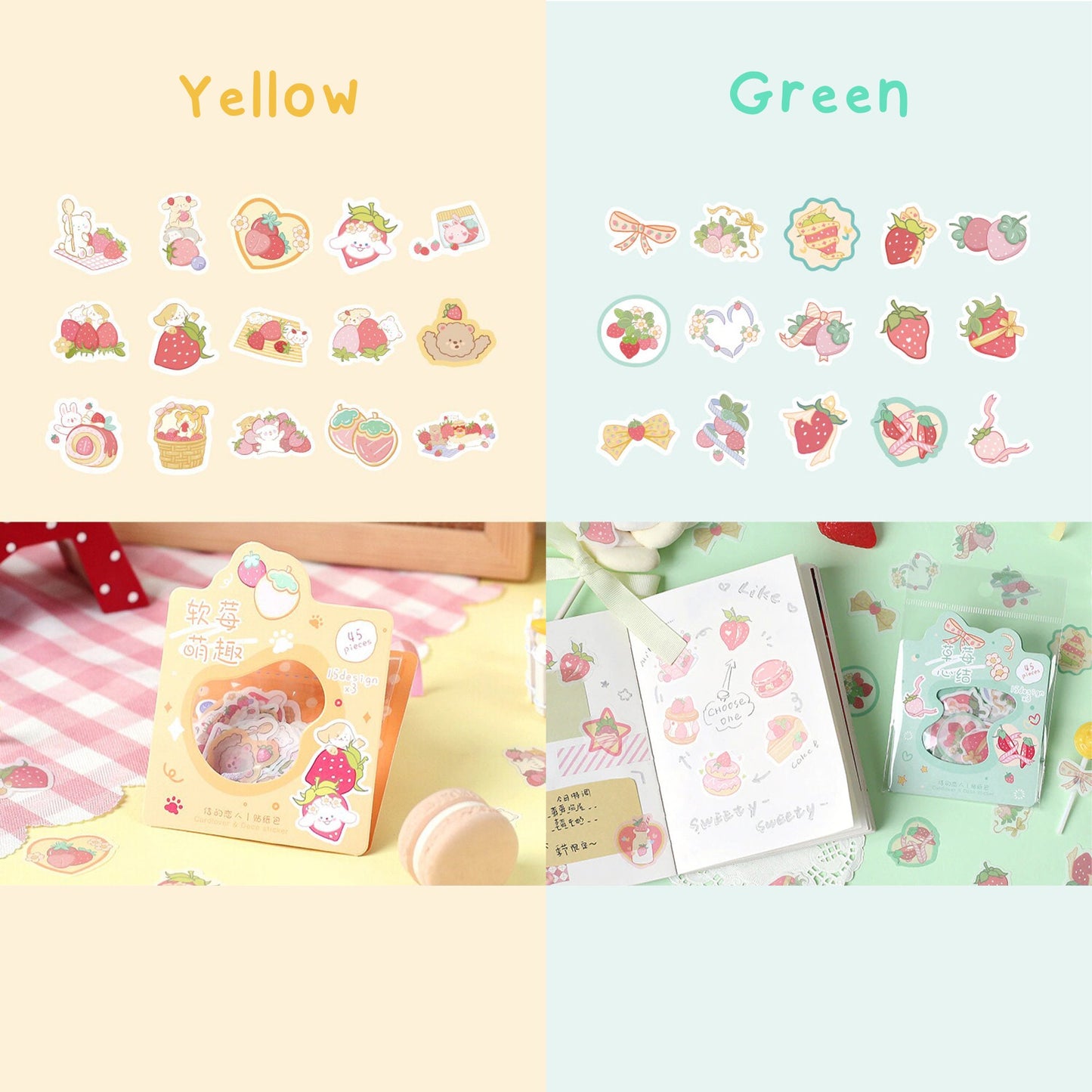 Kawaii Planner Stickers, Washi Strawberries, Cute Stickers, Animals and Space Stickers, Kawaii Bunny Stickers, Stickers, B2i6