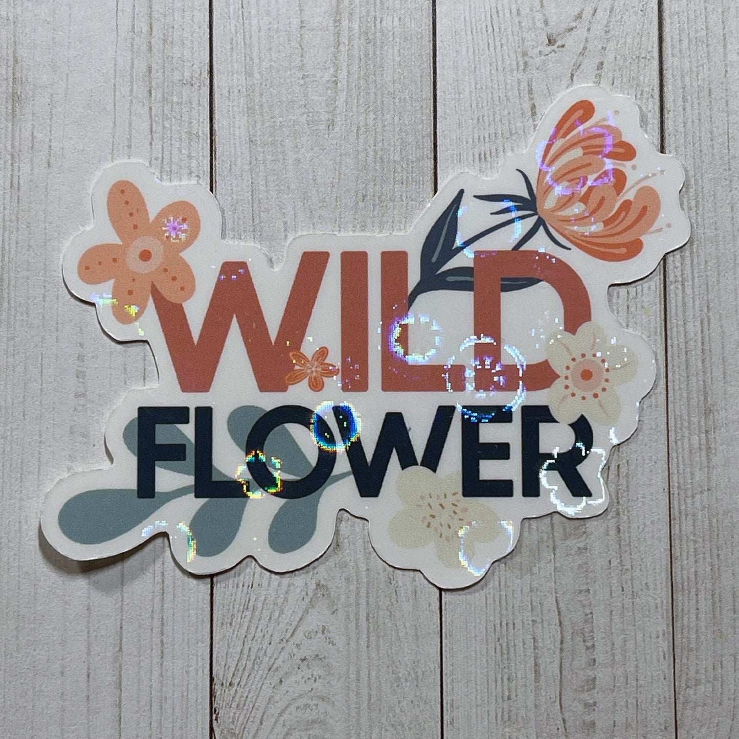 Floral Sticker, Water Bottle Sticker, Wild Flower Sticker, Holographic Sticker Weatherproof Sticker, Large Sticker, Laptop Sticker