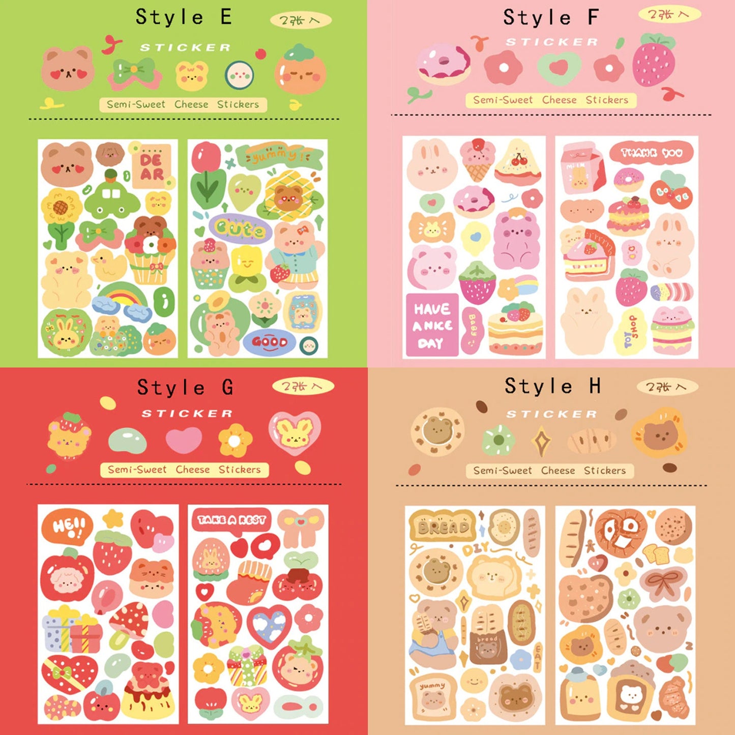 Cute Deco Sticker Sheets, Cute Stickers, 2 Sheets of Stickers, Paper K –  All The Kewt Stickers