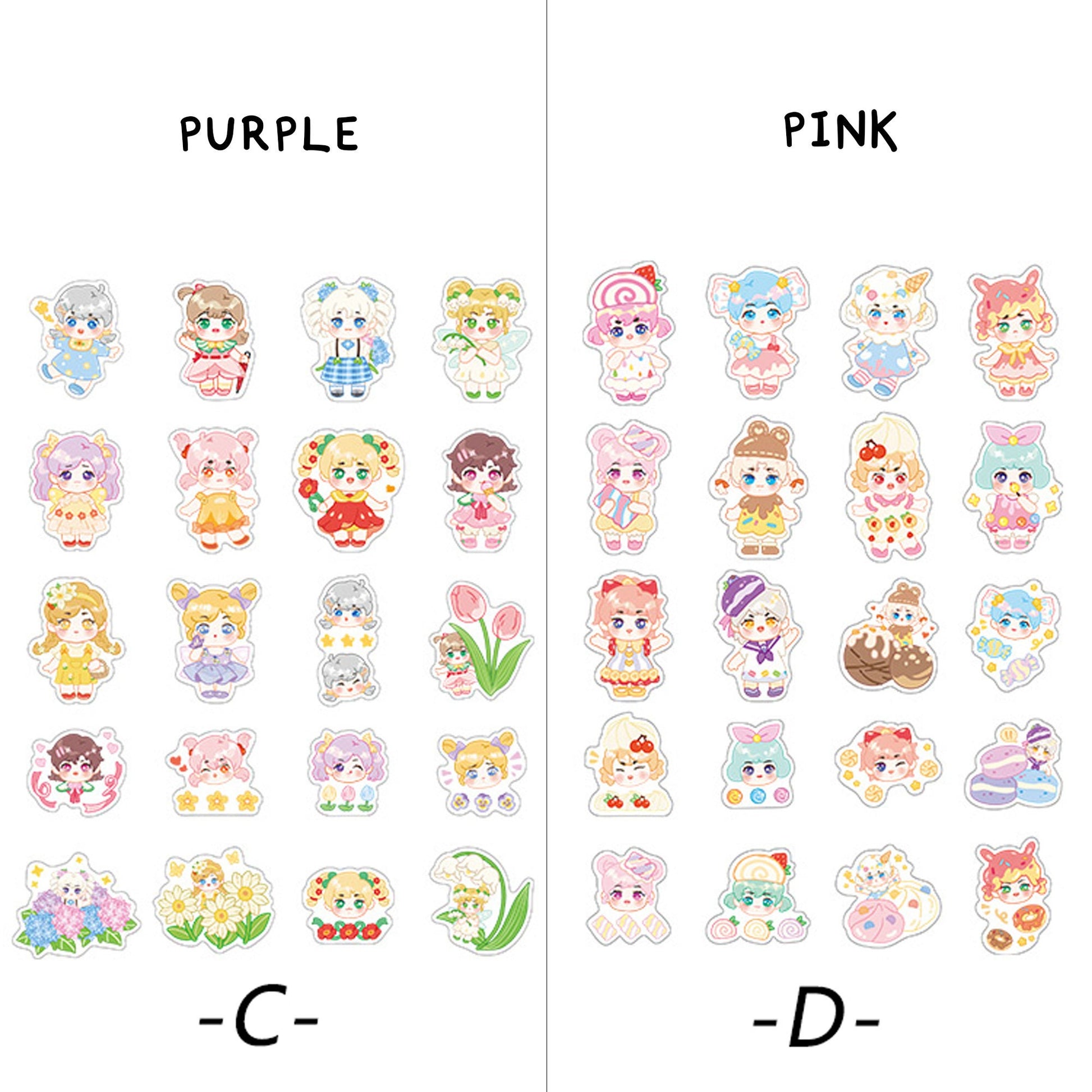 Kawaii Stickers Girl Pink Cartoon Pattern PET Photo Album DIY