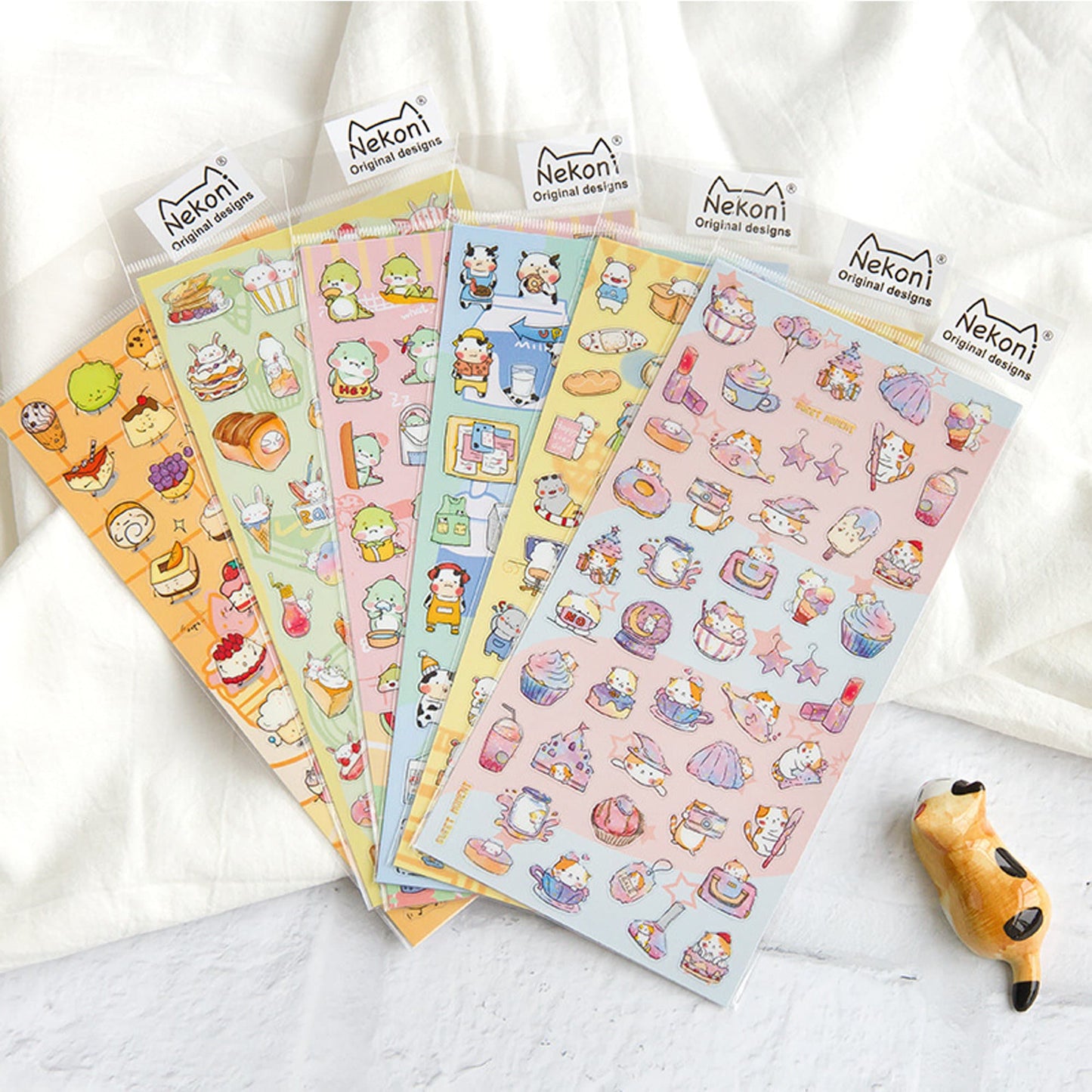 Kawaii Planner Stickers, Cute Animals, Cute Dessert Stickers, Kawaii Stickers, Summer Day - Clear Sticker Sheets, Animal Stationary b2SH