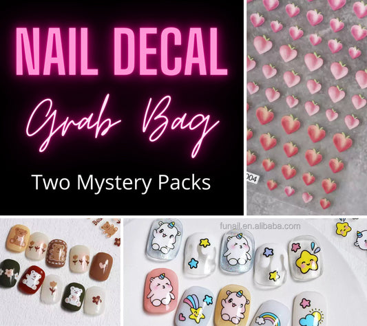 Mystery Kawaii Nail Decals, Nail Decal Grab Bag, Nail Decals Mystery Pack, Nail Decals, Kawaii Animals, Nail Stickers Mystery Pack
