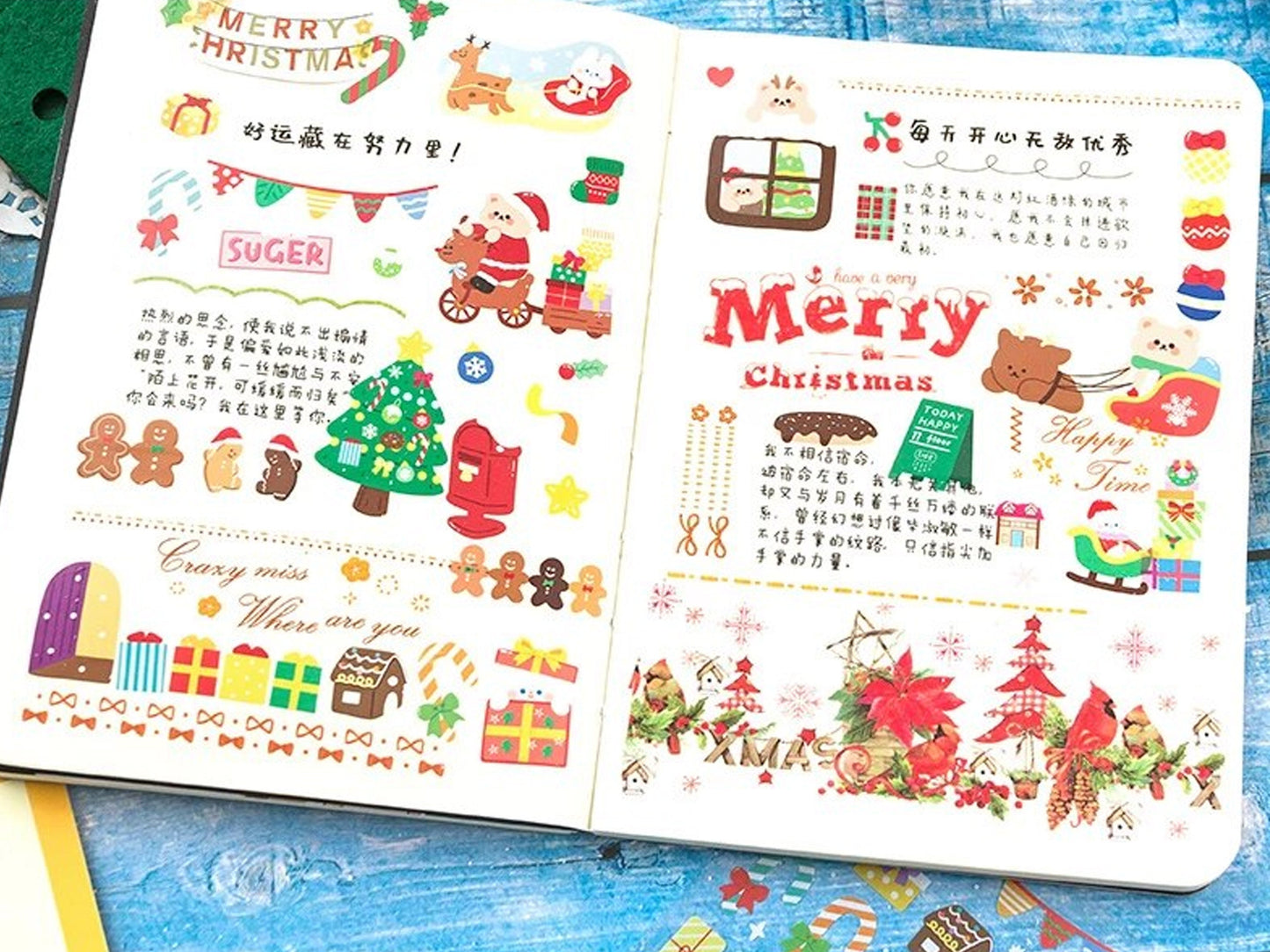 1 Piece Kawaii Christmas Sticker Sheet, Holiday Stickers, Cute Stickers, Cute Christmas Stickers, Merry Christmas, Holiday Stickers