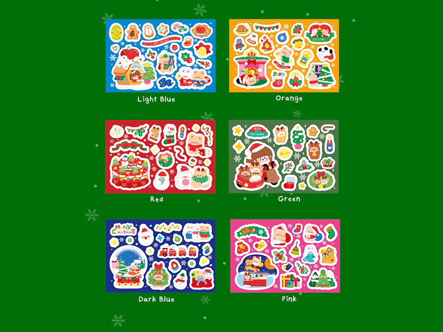 1 Pieces Kawaii Christmas Sticker Sheet, Holiday Stickers, Cute Stickers, Cute Christmas Stickers, Cute Kawaii Christmas, Holiday Stickers