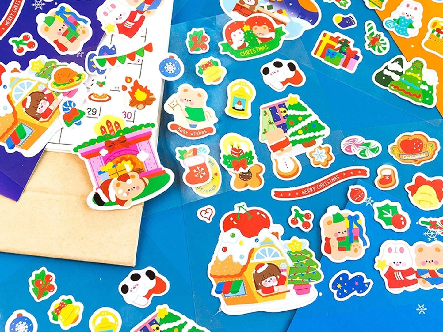 1 Pieces Kawaii Christmas Sticker Sheet, Holiday Stickers, Cute Stickers, Cute Christmas Stickers, Cute Kawaii Christmas, Holiday Stickers