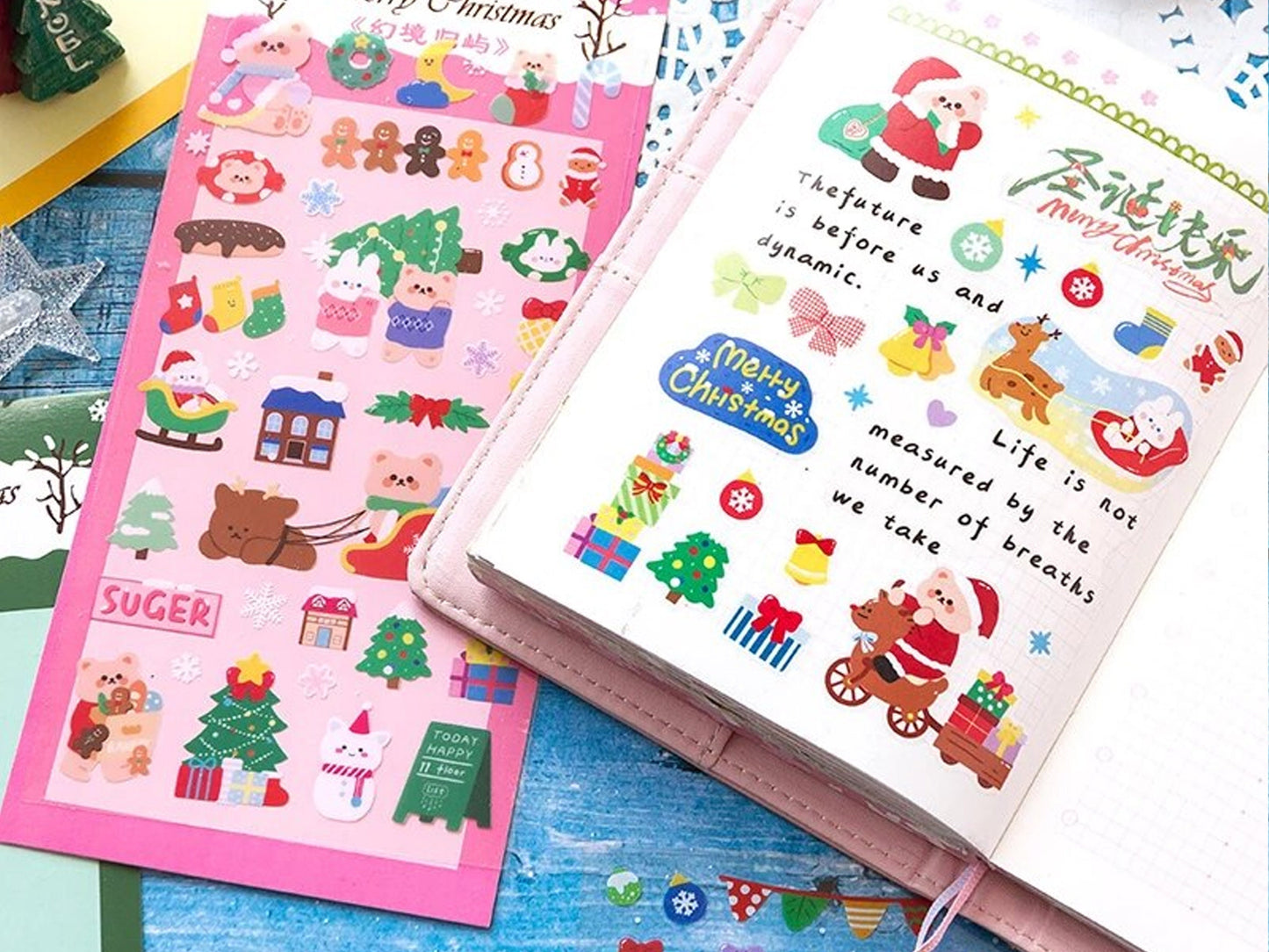 1 Piece Kawaii Christmas Sticker Sheet, Holiday Stickers, Cute Stickers, Cute Christmas Stickers, Merry Christmas, Holiday Stickers