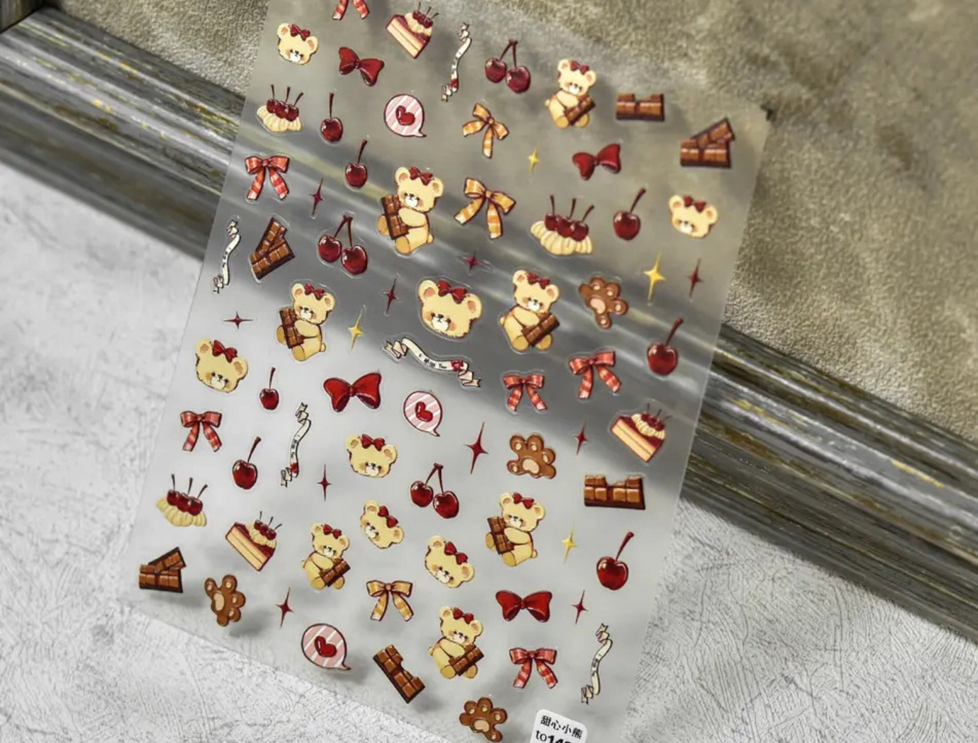 Kawaii Nail Decals, Cute Bear Nail Decals, Chocolate Cherry Nail Decals, Star Nail Decals, Kawaii Bears, Kawaii Nail Stickers, Nail Stickers