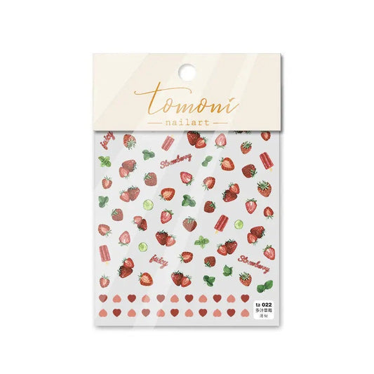 Kawaii Nail Decals, Strawberry Nail Stickers, Fruit Nail Decal, Cute Strawberries Nail Decals, Strawberry Popsicle Nail Stickers
