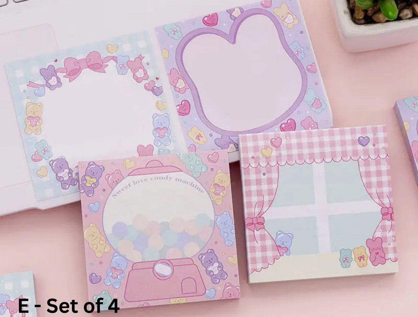80 Sheet Cute Kawaii Memo Pad, Kawaii Gumball Stationary, Cute Notes, Strawberry Notepad, Bows and Gummy Stationary