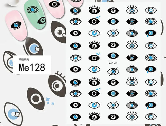 Evil Eye Nail Decals, Eye Nail Stickers, Eye Nail Decal, Cute Eye Nail Decals, Blue and Black Nail Stickers, Stick on Decals