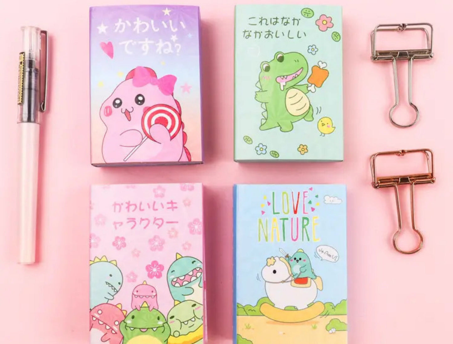 240 pieces Pastel Stationary Pad, Kawaii Dinos and Alligator Stationary, Cute Study Notes, Colorful Kawaii Memo Pad Set