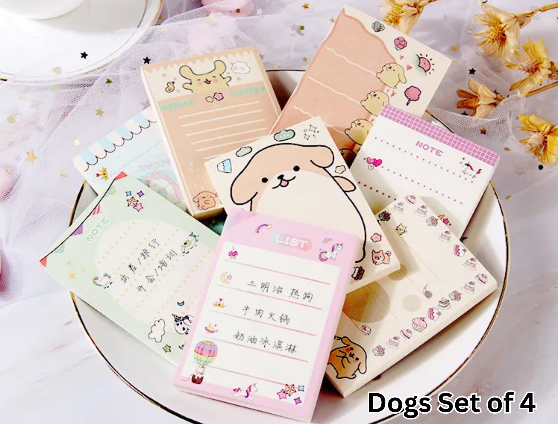 50 Sheet Mini Puppy Memo Pad, Kawaii Dog Stationary, Cute Notes, Puppy Notepads, Cute Kawaii Dog Stationary
