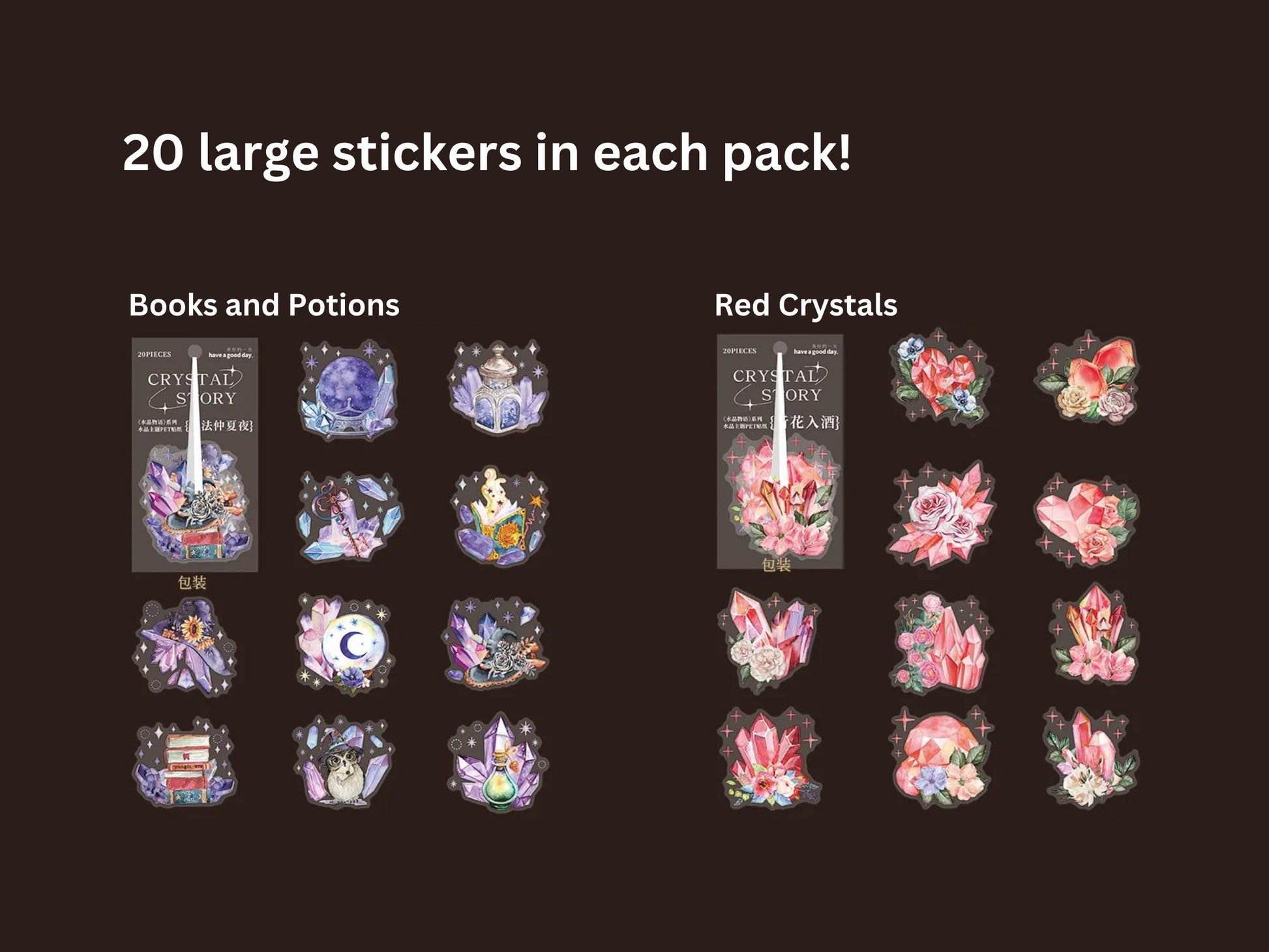 Cute Stickers, Holographic Boho Crystal Stickers, Planner Stickers, Large Journal Flake Stickers, Clear Stickers, Crystal Story