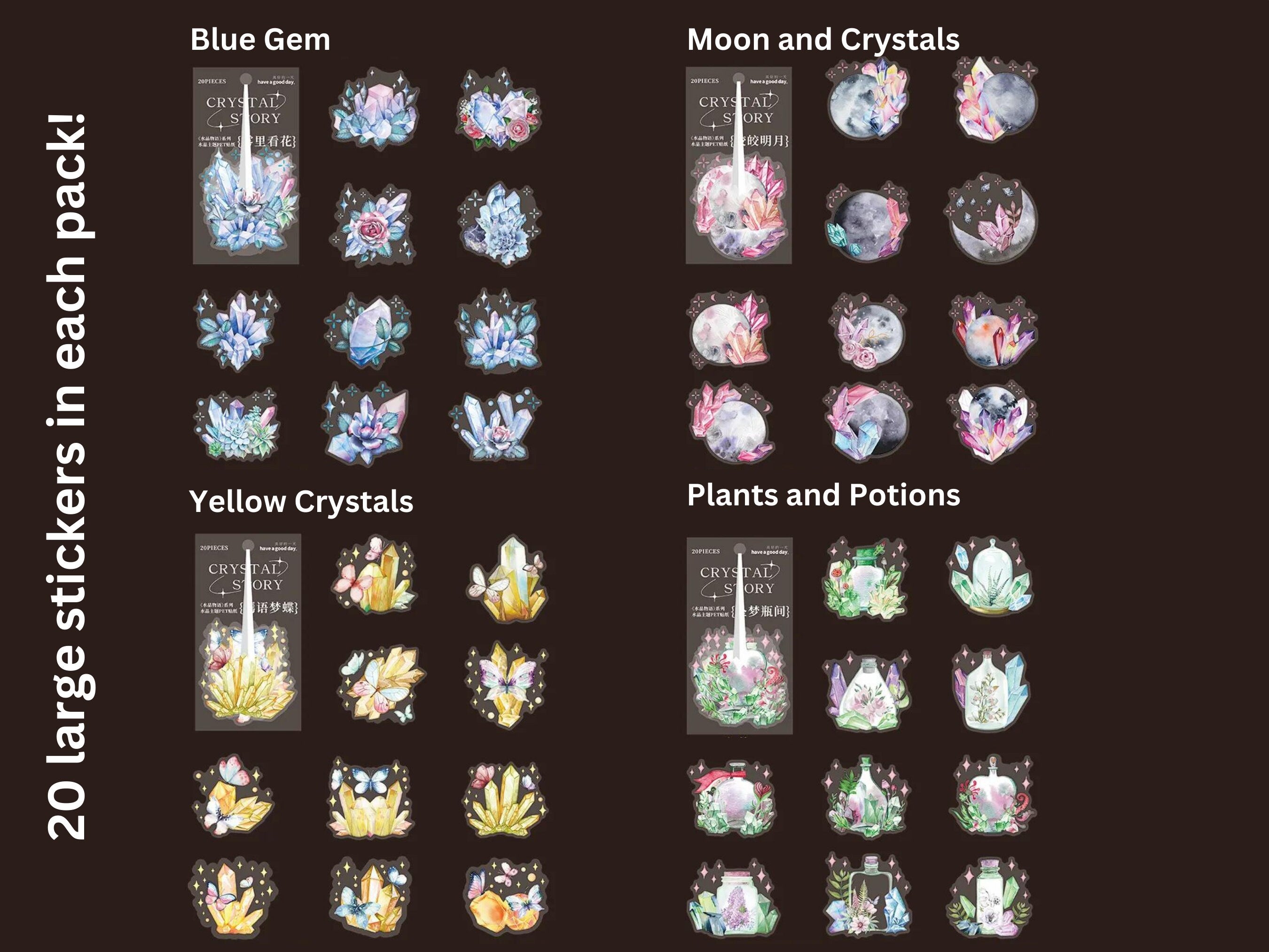Cute Stickers, Holographic Boho Crystal Stickers, Planner Stickers