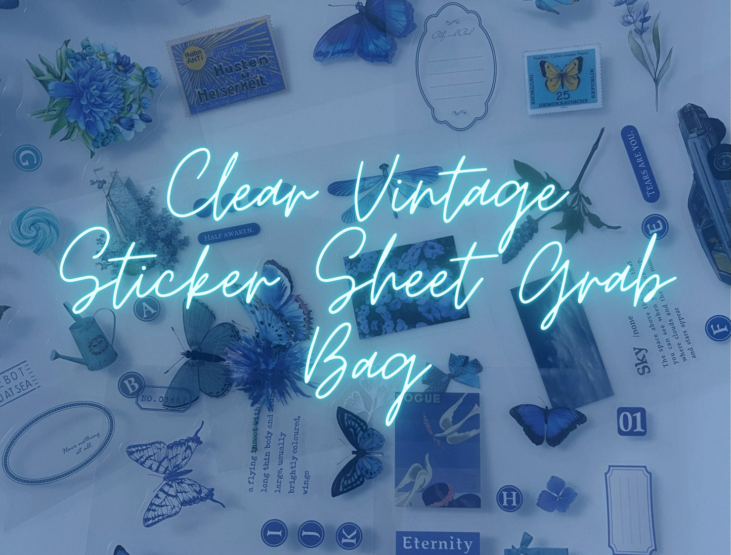 Clear Vintage Sticker Sheet Grab Bag, Sheets of Stickers Grab Bag, Plants & Vintage Things, Cute Stickers, Clear Journal Stickers, Plants